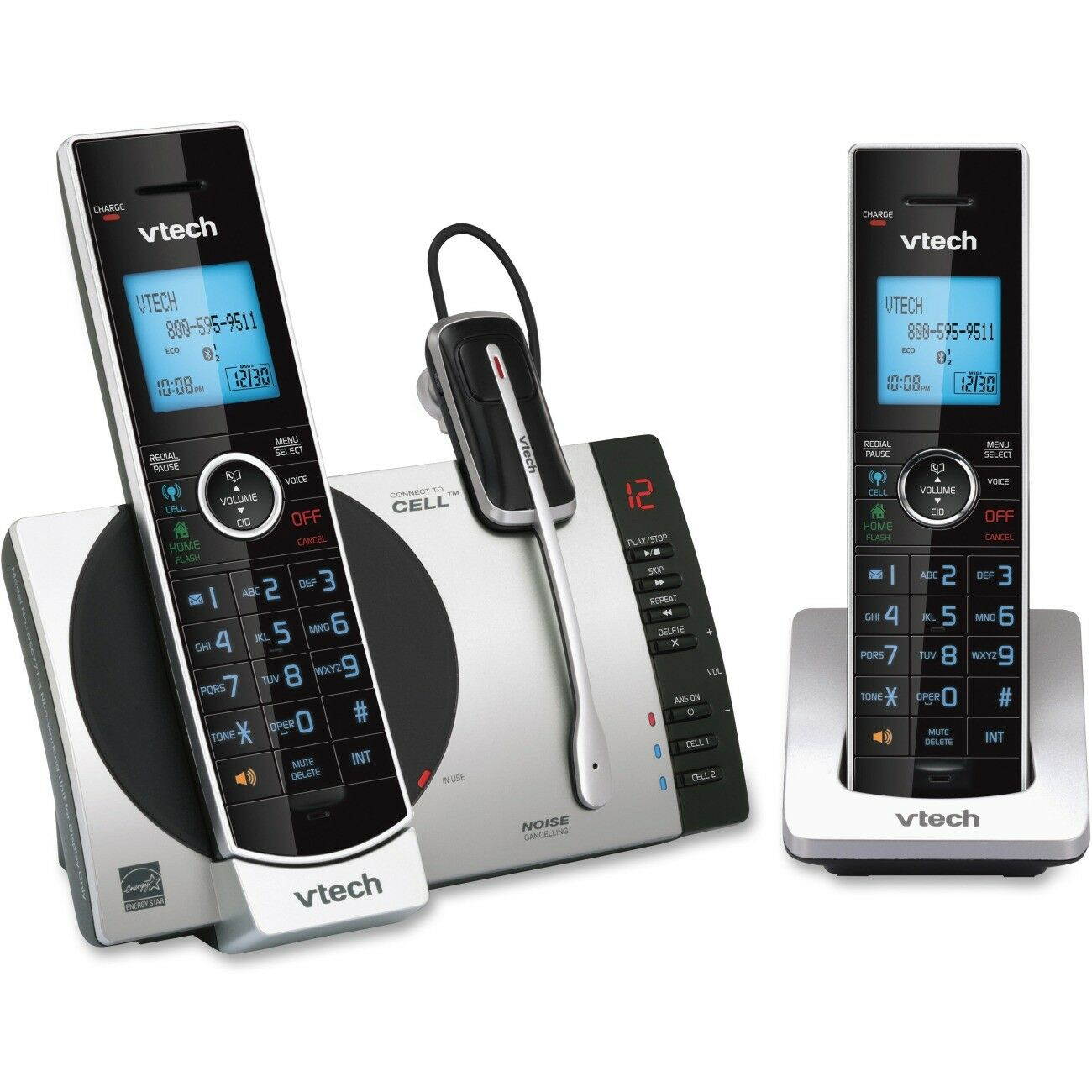 VTech Connect to Cell DS6771-3 DECT 6.0 Cordless Phone - Black, Silver (ds67713)