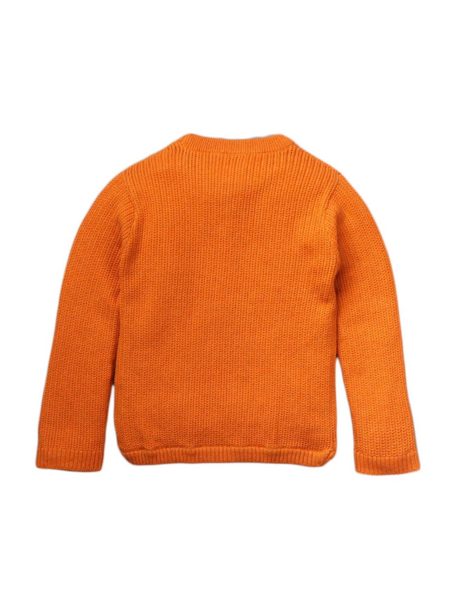 Pranava Kids Orange Cotton Embellished Sweater