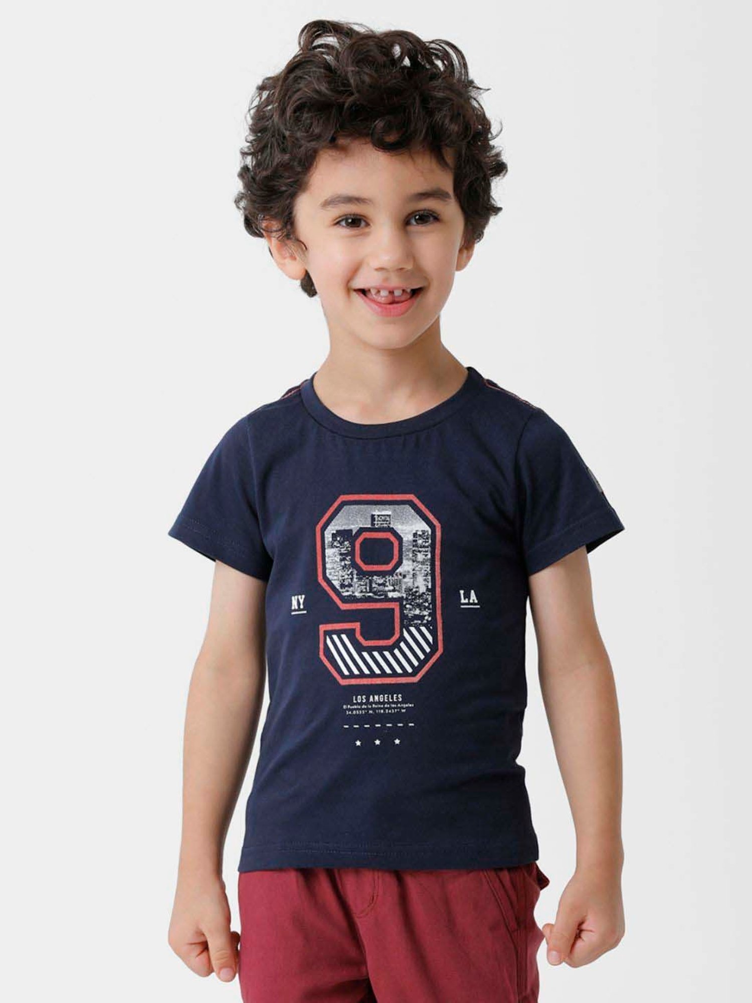 Kate & Oscar Kids Navy Cotton Printed T-Shirt