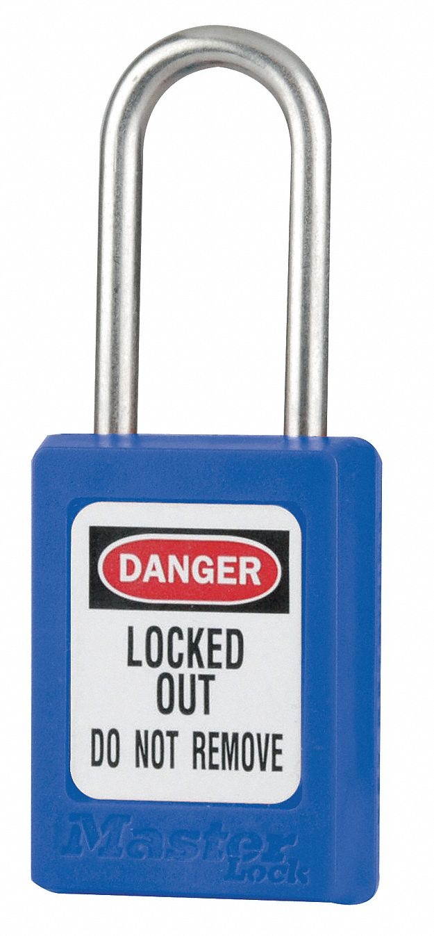 Lockout Padlock, Keyed Alike, Blue, 3/16In., PK3