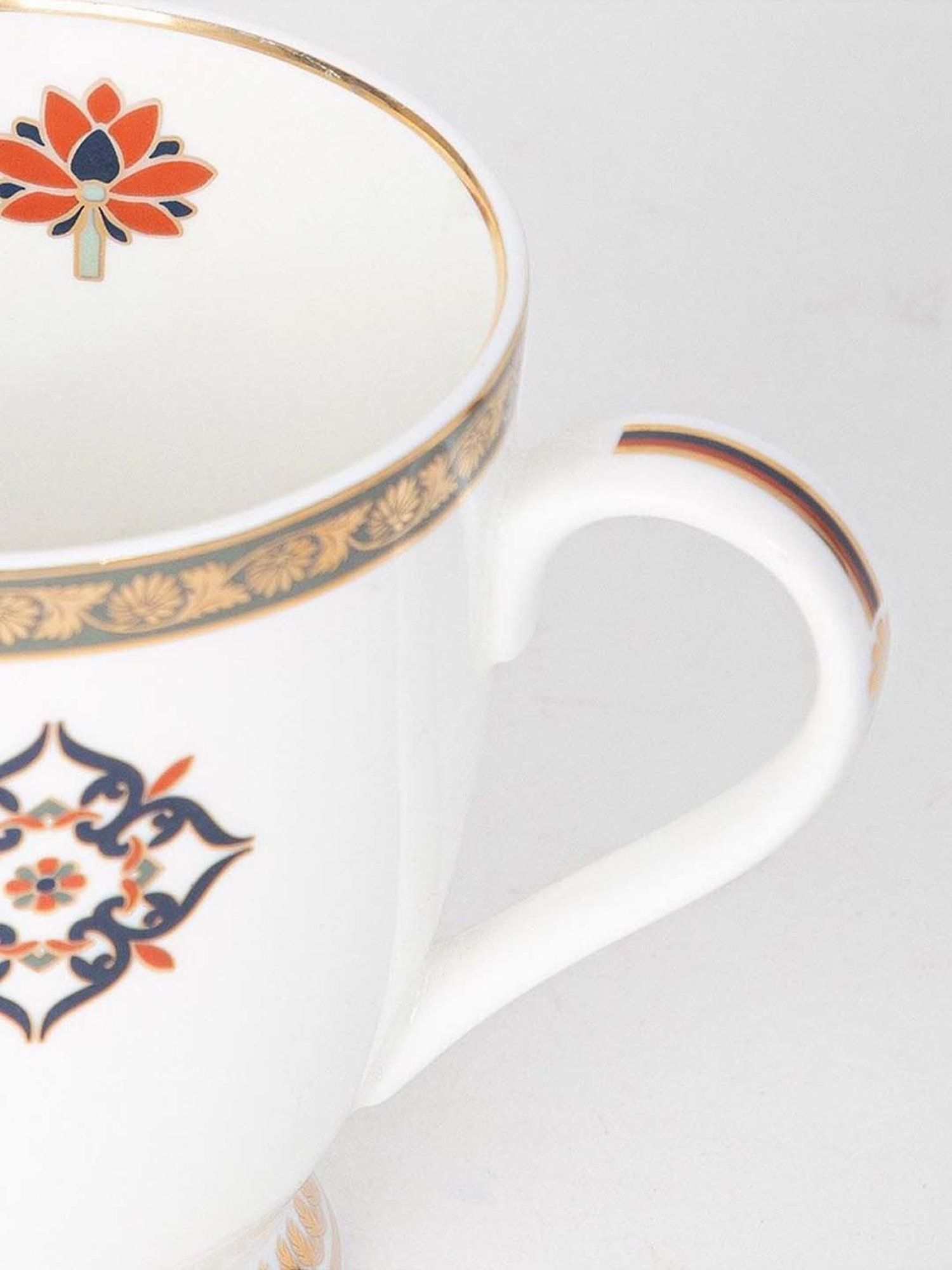 Fabindia Home Jodha Blue & White Ceramic Mug (380ml)