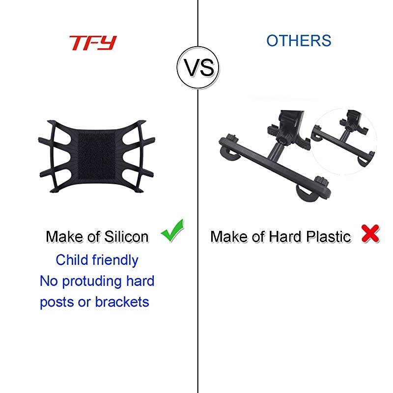 Car Mount  Universal Car Headrest Mount Holder with Silicon Holding Net Compatible with Both 4.5-6 Inch Phones and 7-10.5 Inch Tablets