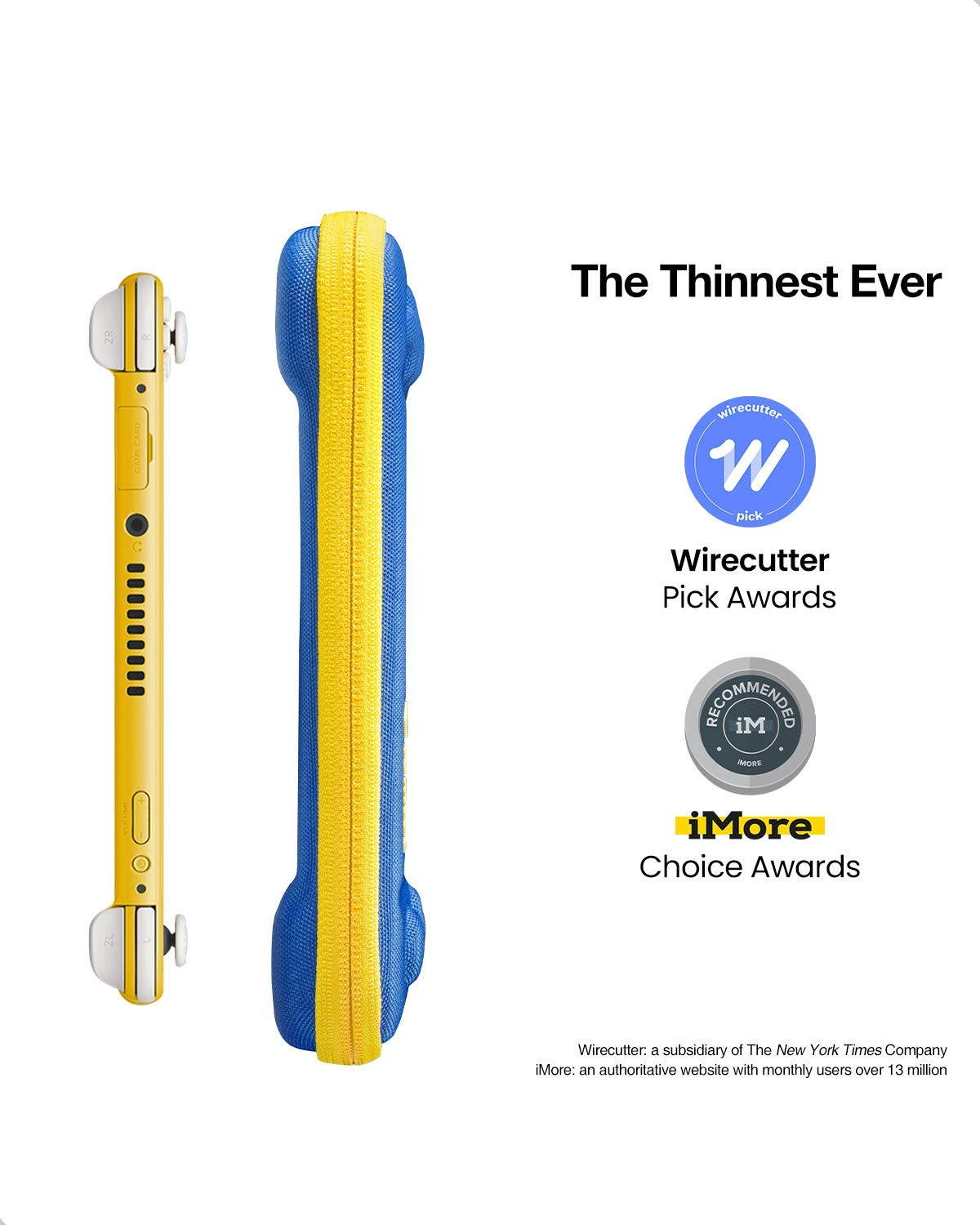 tomtoc Slim Carry Case for Nintendo Switch Lite, Protective Portable Carrying Cases with [Original Patent], Travel Storage Hard Shell with 8 Game Cartridges and Military Level Protection, Blue