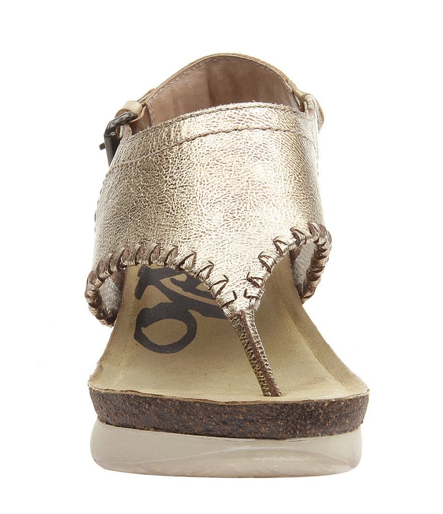 OTBT Meditate Metallic Leather Thong Wedges