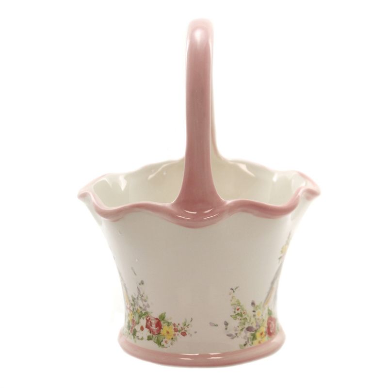 Tabletop 8.0" Sweet Bunny Easter Basket Easter Floral Lop Eared Candy Certified International  -  Decorative Figurines