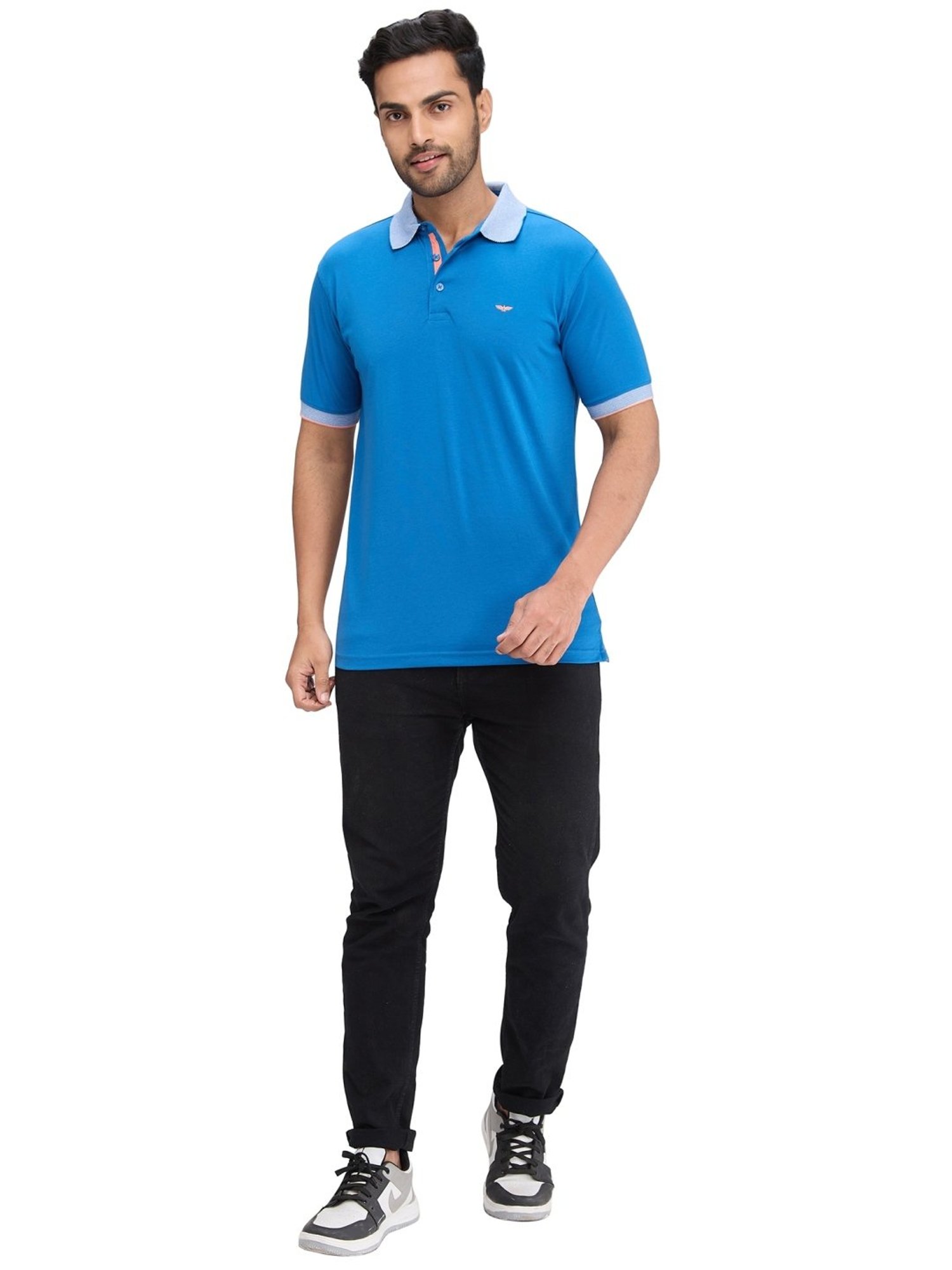 Park Avenue Blue Slim Fit Polo T-Shirt
