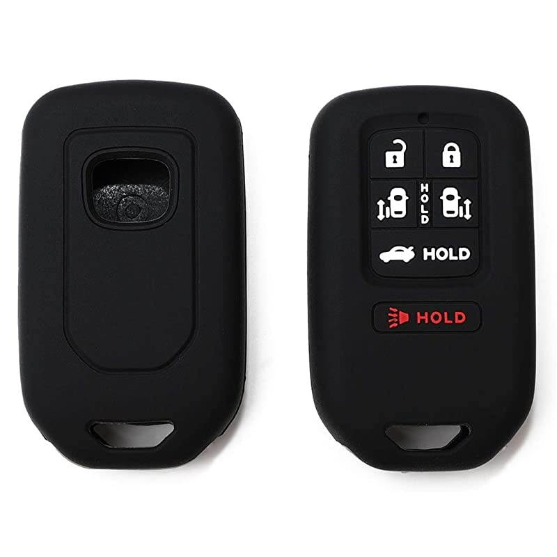 of 2 Black Black Remote Key Silicone Fob Cover Case Protector Skin Fits 2014 2015 2016 2017 Honda Odyssey EXL 6Button