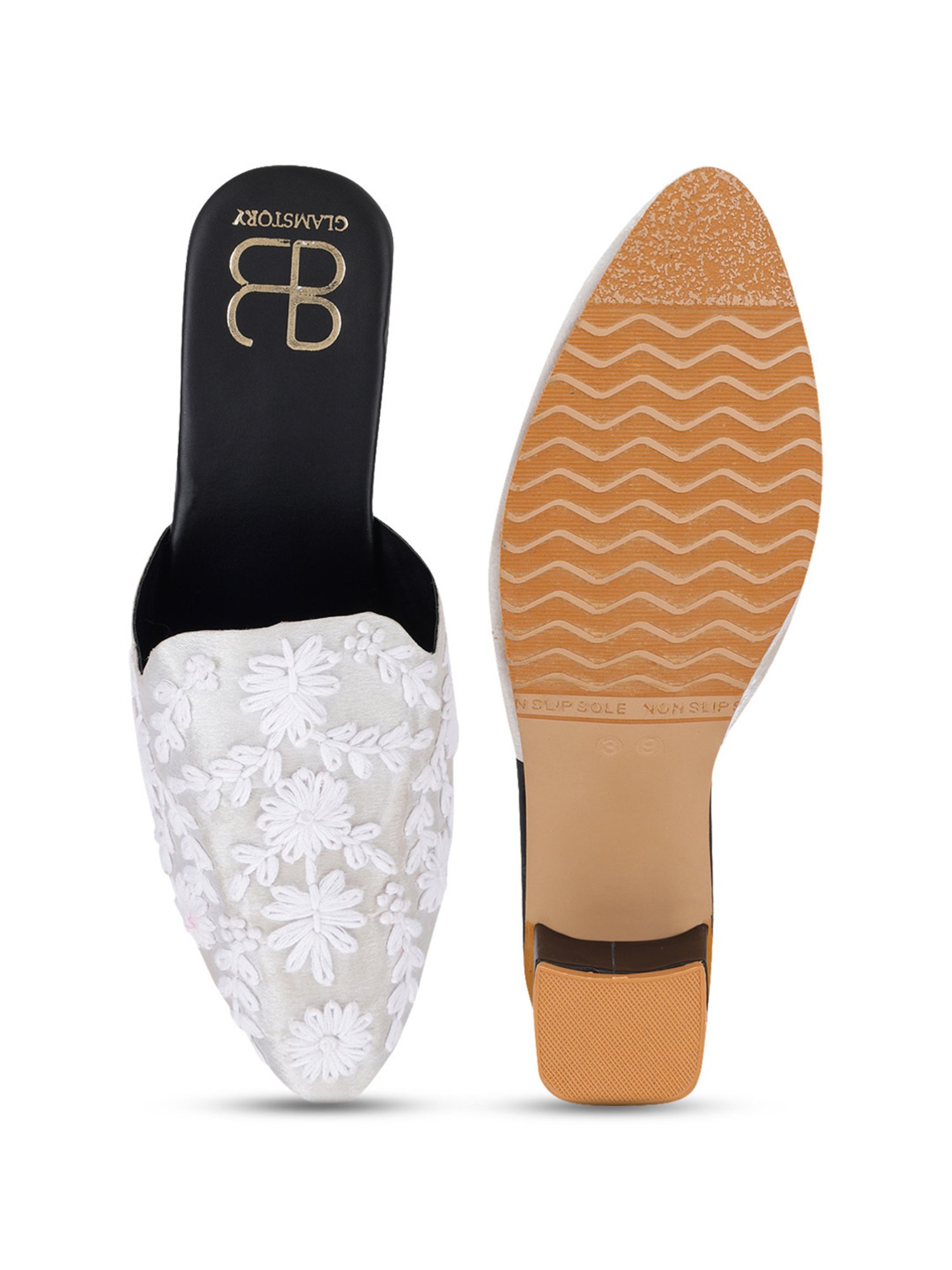 Glam Story Women's Masakali White Mule Shoes