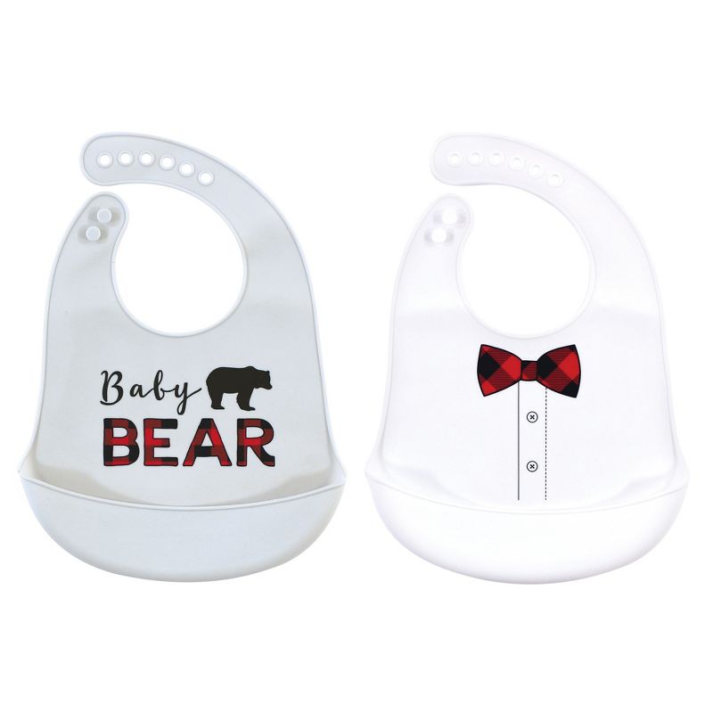 Little Treasure Baby Boy Silicone Bibs 2pk, Baby Bear, One Size