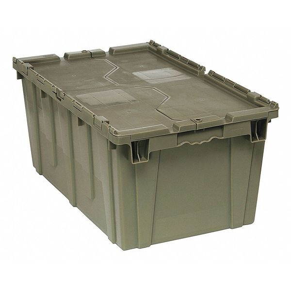 QUANTUM STORAGE SYSTEMS QDC2717-12 Attached Lid Container, 2.5 cu. ft., Gray