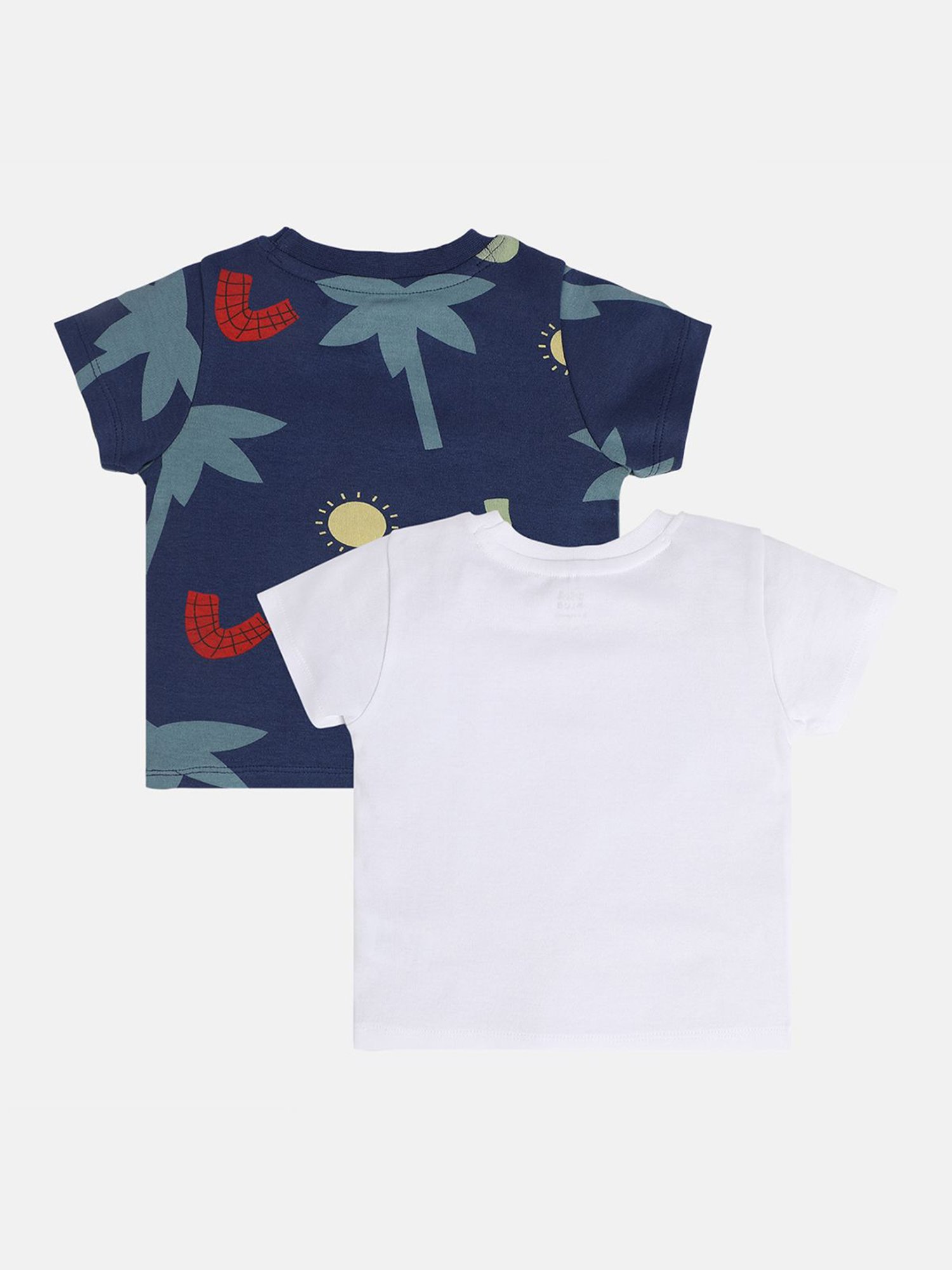 MINIKLUB Boys Navy & White Printed T-Shirt (Pack Of 2)