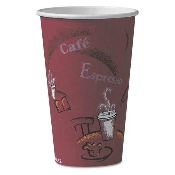 SOLO Cup Company 316SIPK Bistro Design Hot Drink Cups, Paper, 16 oz., Maroon, 50/Pack
