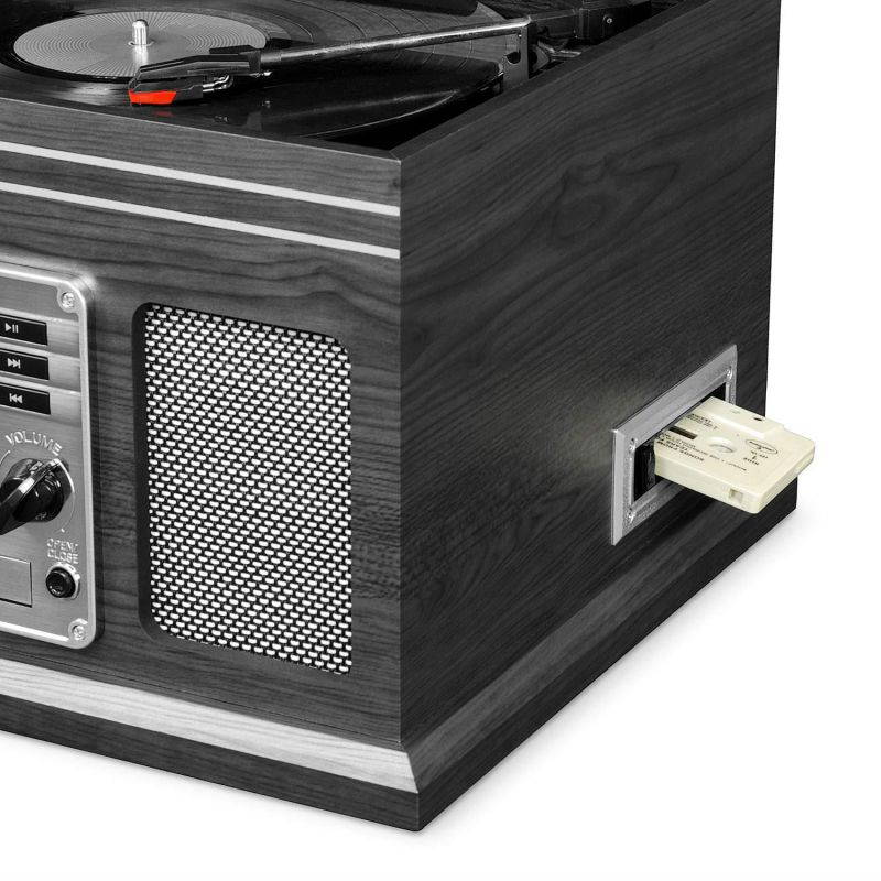 Victrola Nostalgic Classic Wood 6-in-1 Bluetooth Turntable Entertainment Center, Graphite