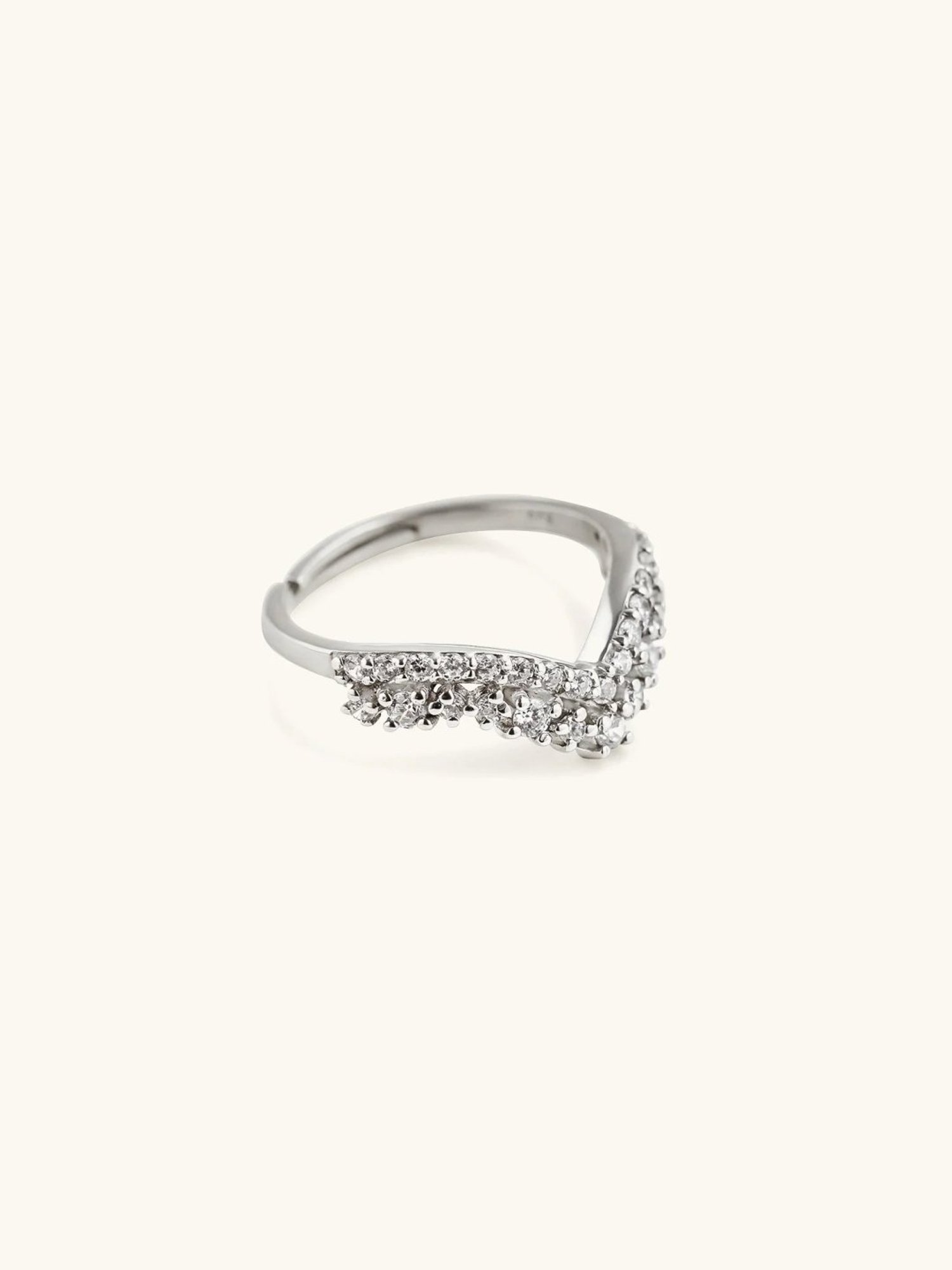 Mabel 92.5 Sterling Silver Rhodium-Plated Tiara Adjustable Ring