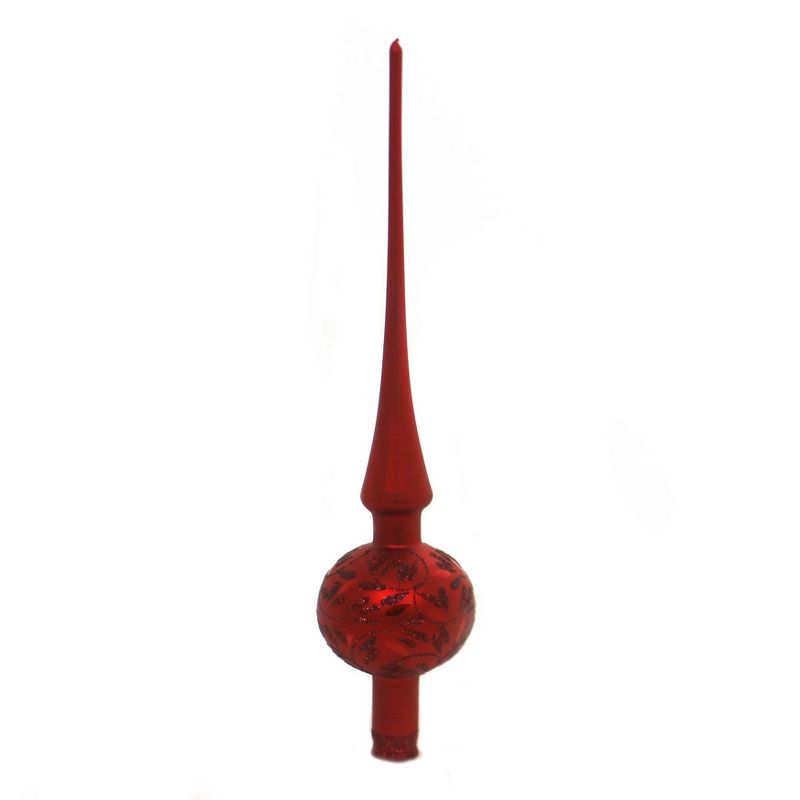 Inge Glas 12.0" Delights Red Matte Finial Tree Topper Christmas  -  Tree Toppers