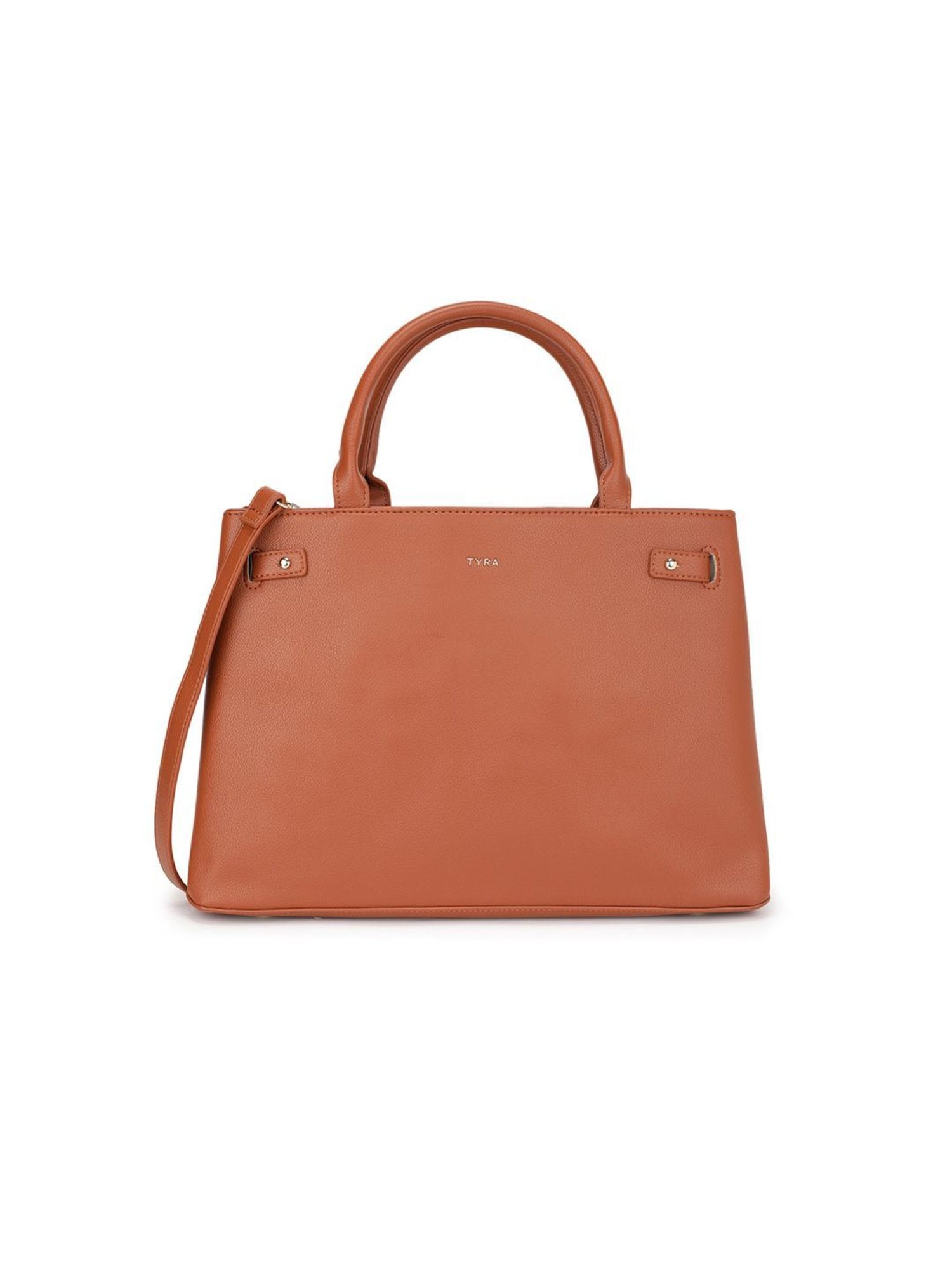 Tyra Ruby Tan Solid Faux Leather Tote Handbag