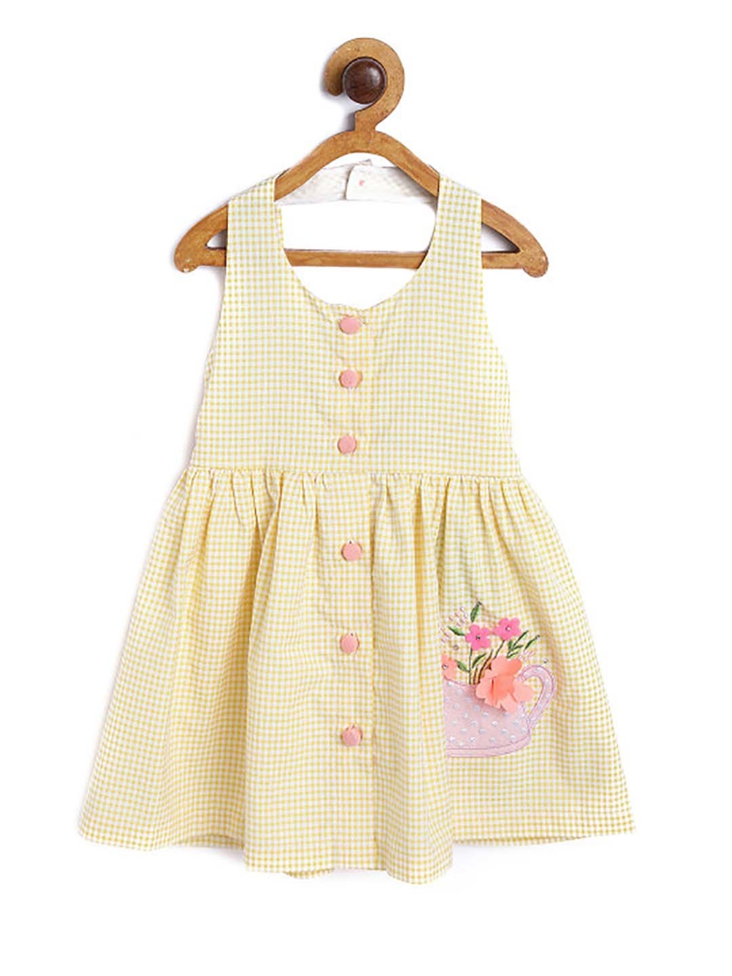 Nauti Nati Kids Yellow Embroidered Dress