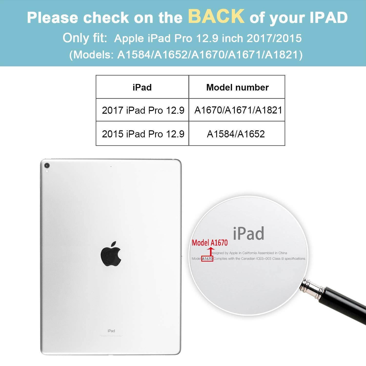 ProCase iPad Pro 12.9 Case - Premium Stand Case Folio Cover for Apple iPad Pro 12.9 Inch (Both 2017 and 2015 models), with Apple Pencil Holder (Black)