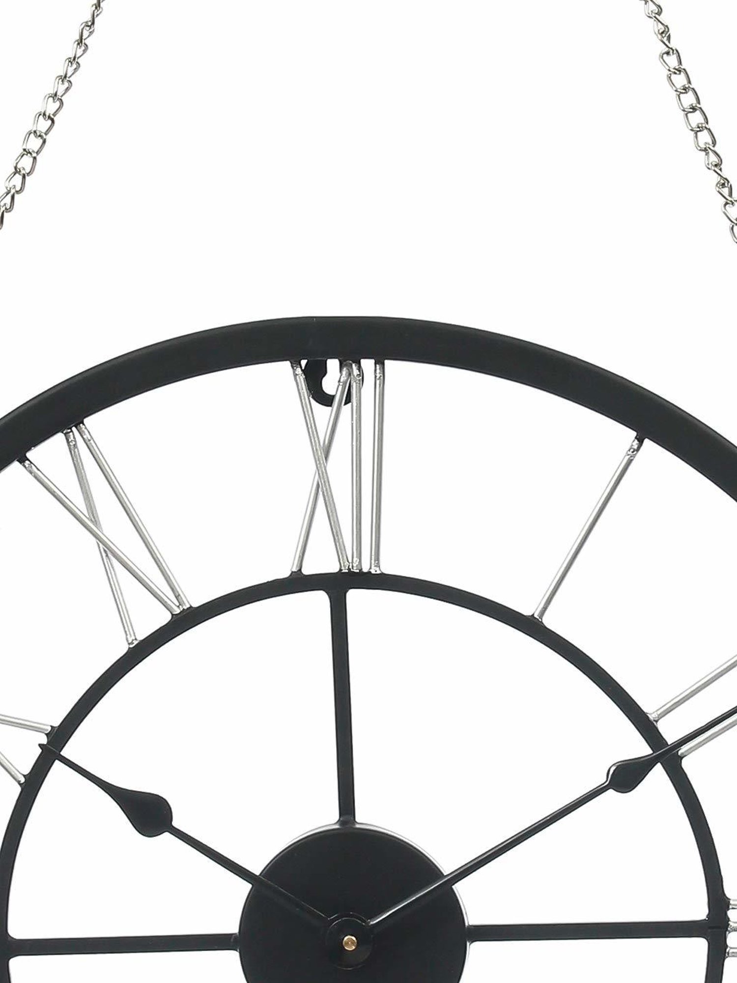 CHRONIKLE Round Black & Silver Iron Wall Clock