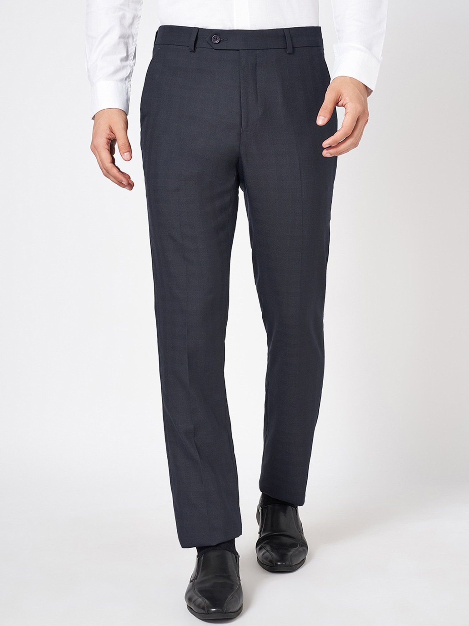 Byford By Pantaloons Black Slim Fit Texture Trousers