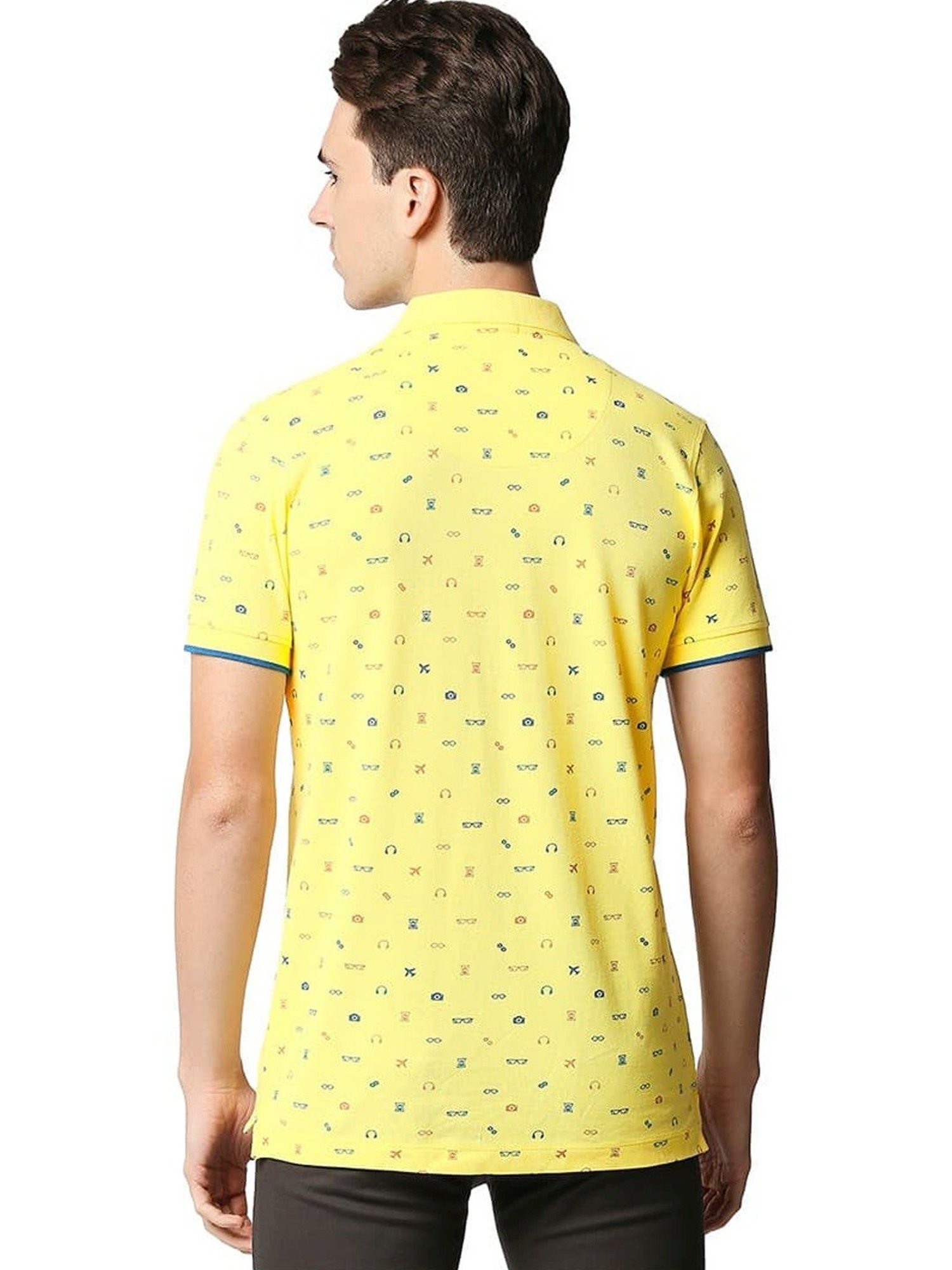 Basics Sunshine Cotton Muscle Fit Printed Polo T-Shirt