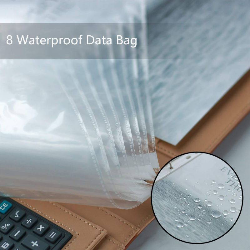 Plinrise High Grade Multifunction Letter Size Padfolio/Resume Portfolio Folder-Document Organizer/Business Card Holder with Calculator and 8 File Pockets (White Marble)