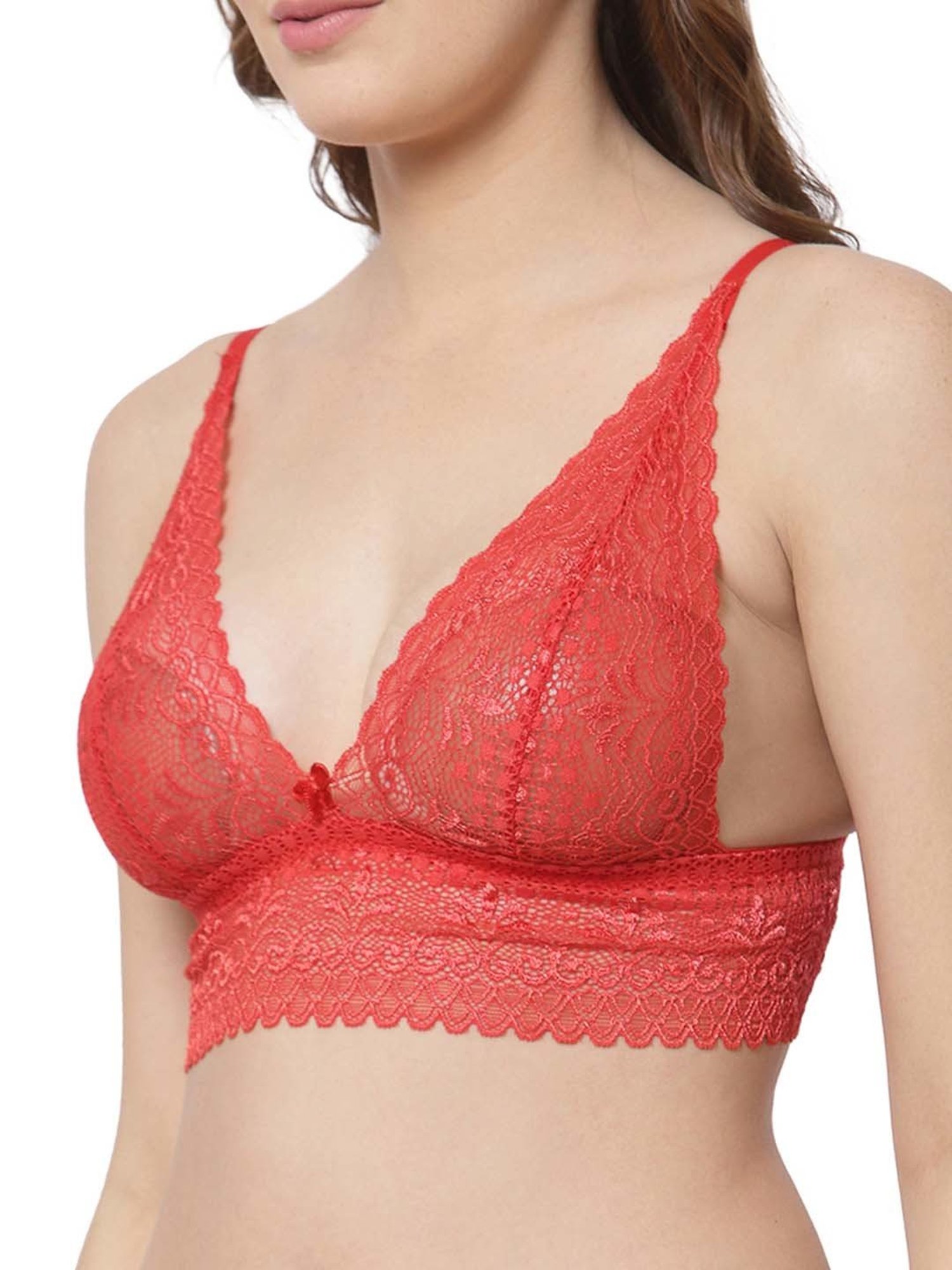 Cukoo Red Lace Full Coverage Non-Padded Bralette