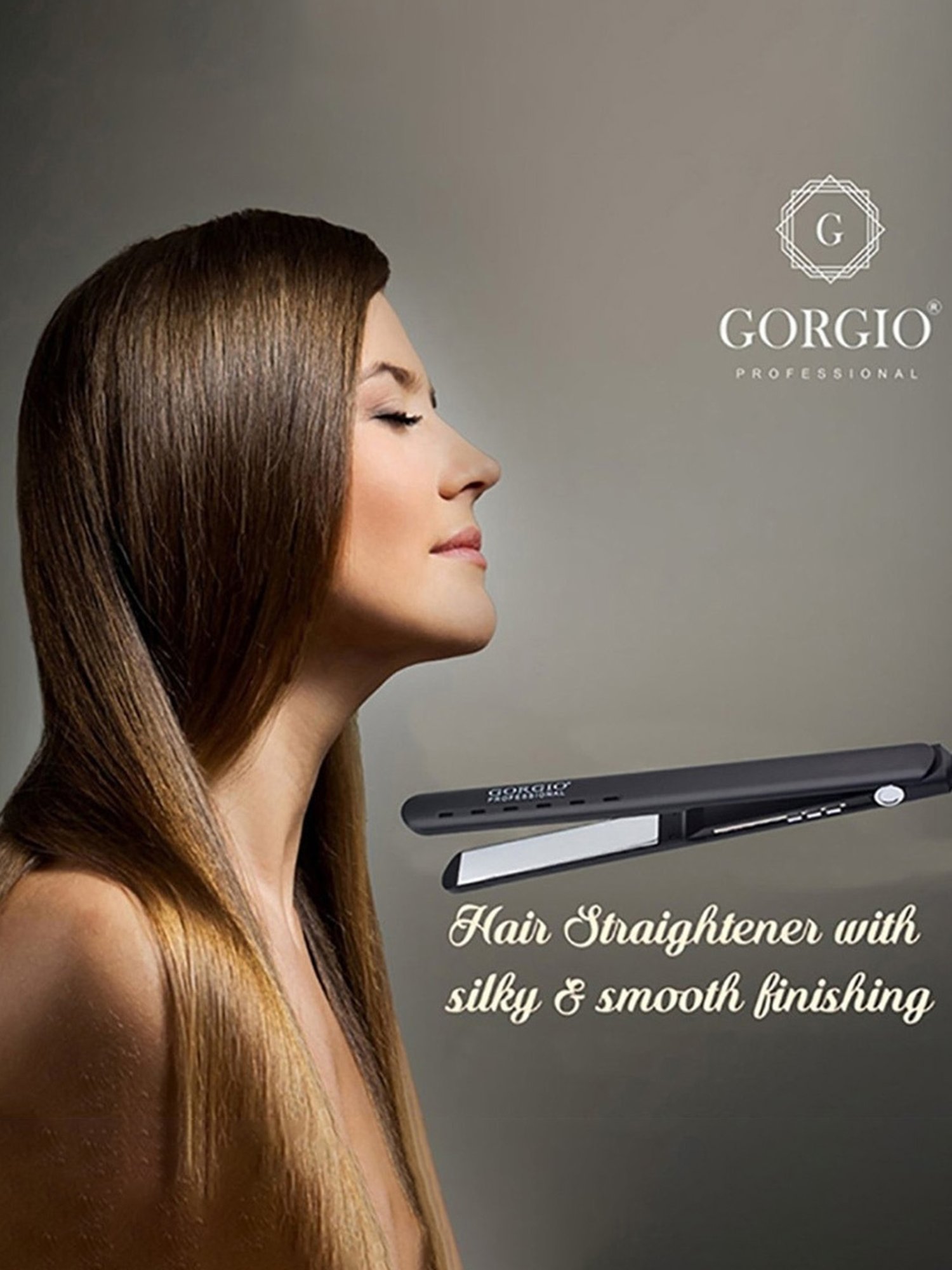 Gorgio Professional HS6 Mirror Titanium Hair Straightener (Black)
