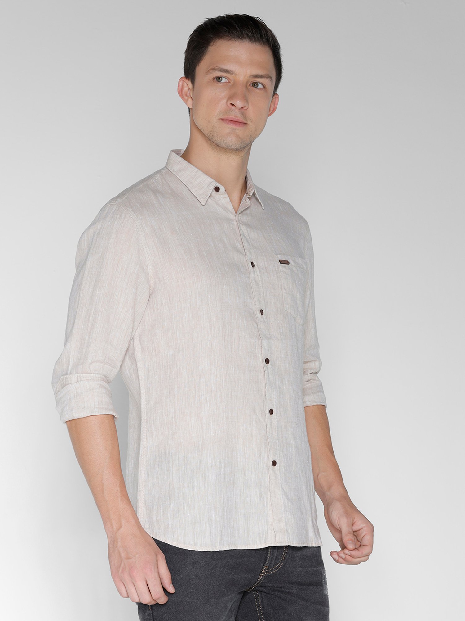 Identiti Beige Slim Fit Shirt
