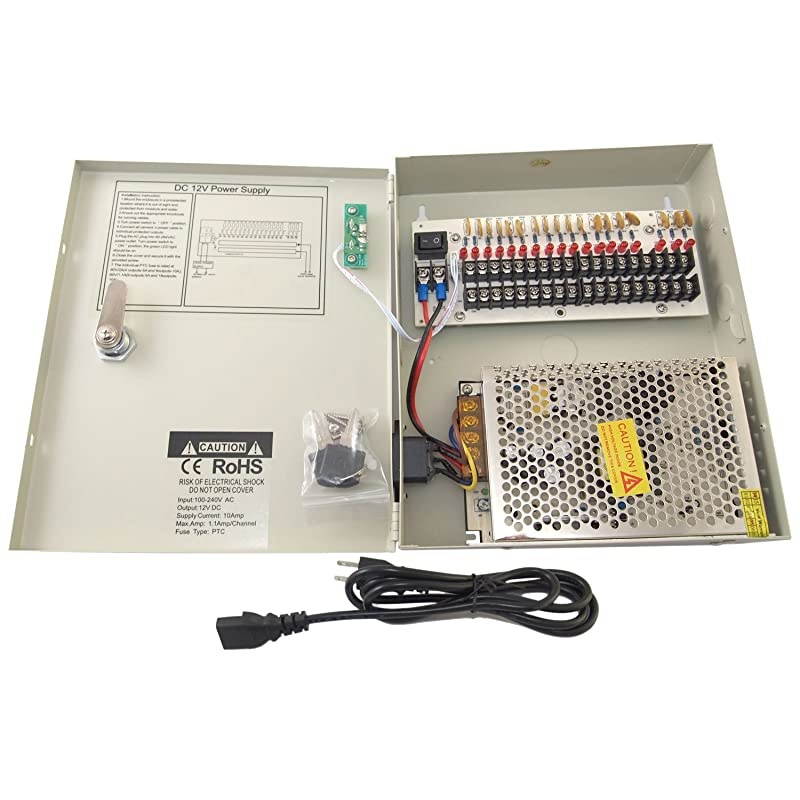 Power Box 18 Ch Channel 12V DC 10 A Power Supply Switch Box for CCTV DVR Security Camera