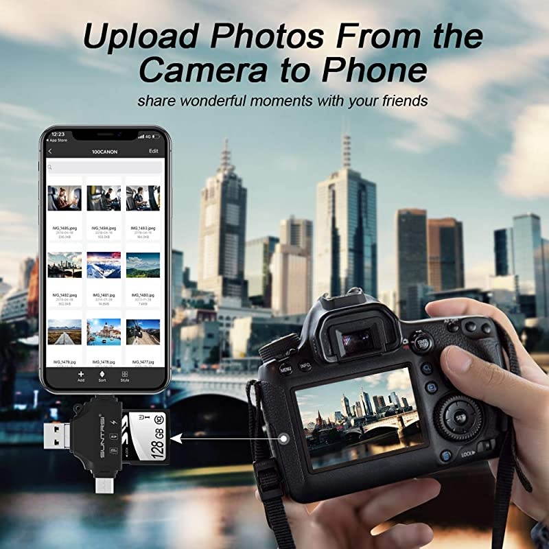 SD Card Reader for iPhoneipadAndroidMacComputerCameraPortable Memory Card Reader 4 in 1 Micro SD Card AdapterampTrail Camera Viewer Compatible with TF and SD Card