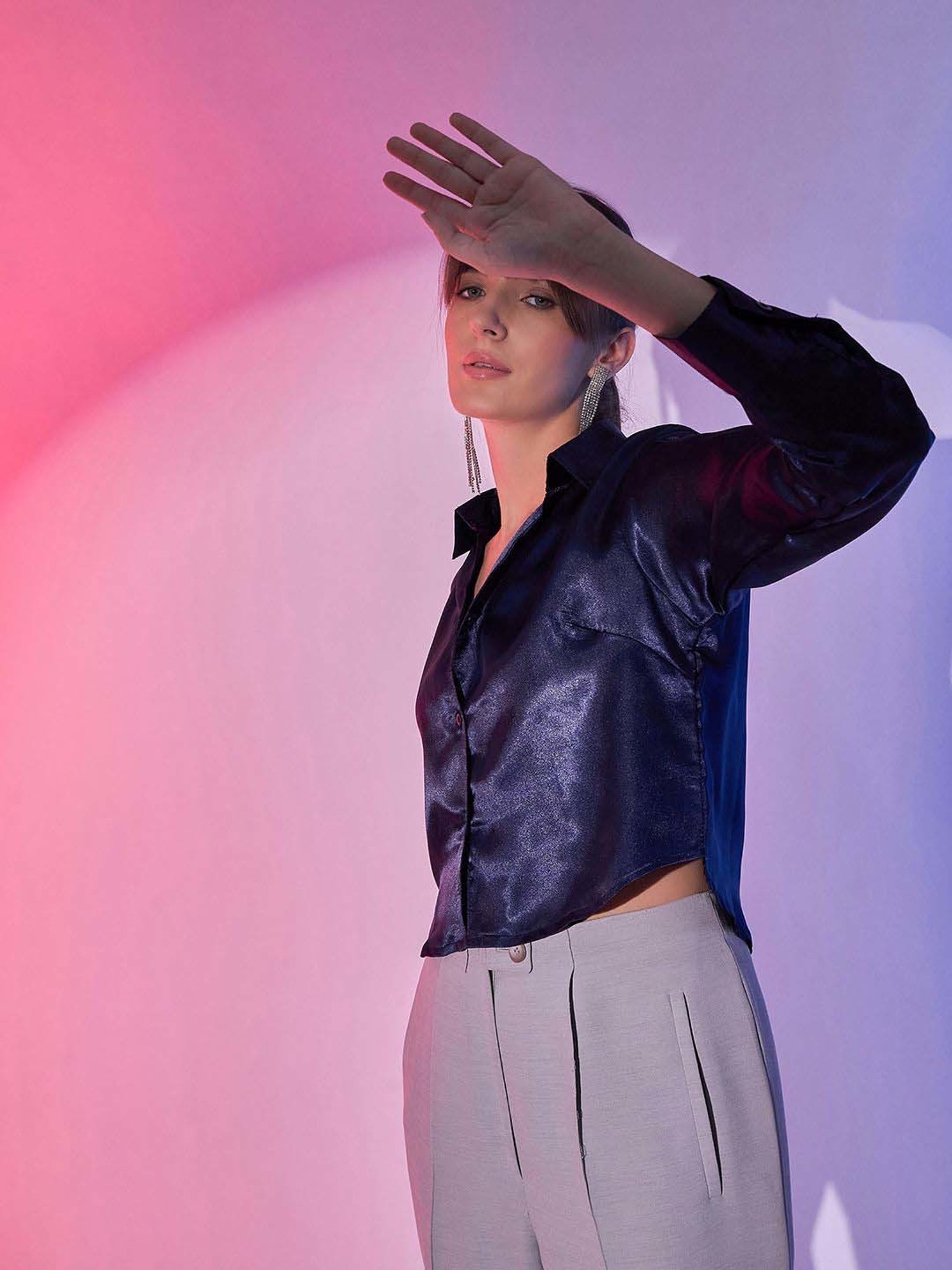 BUYNEWTREND Red & Navy Boxy Fit Shirt (Pack Of 2)