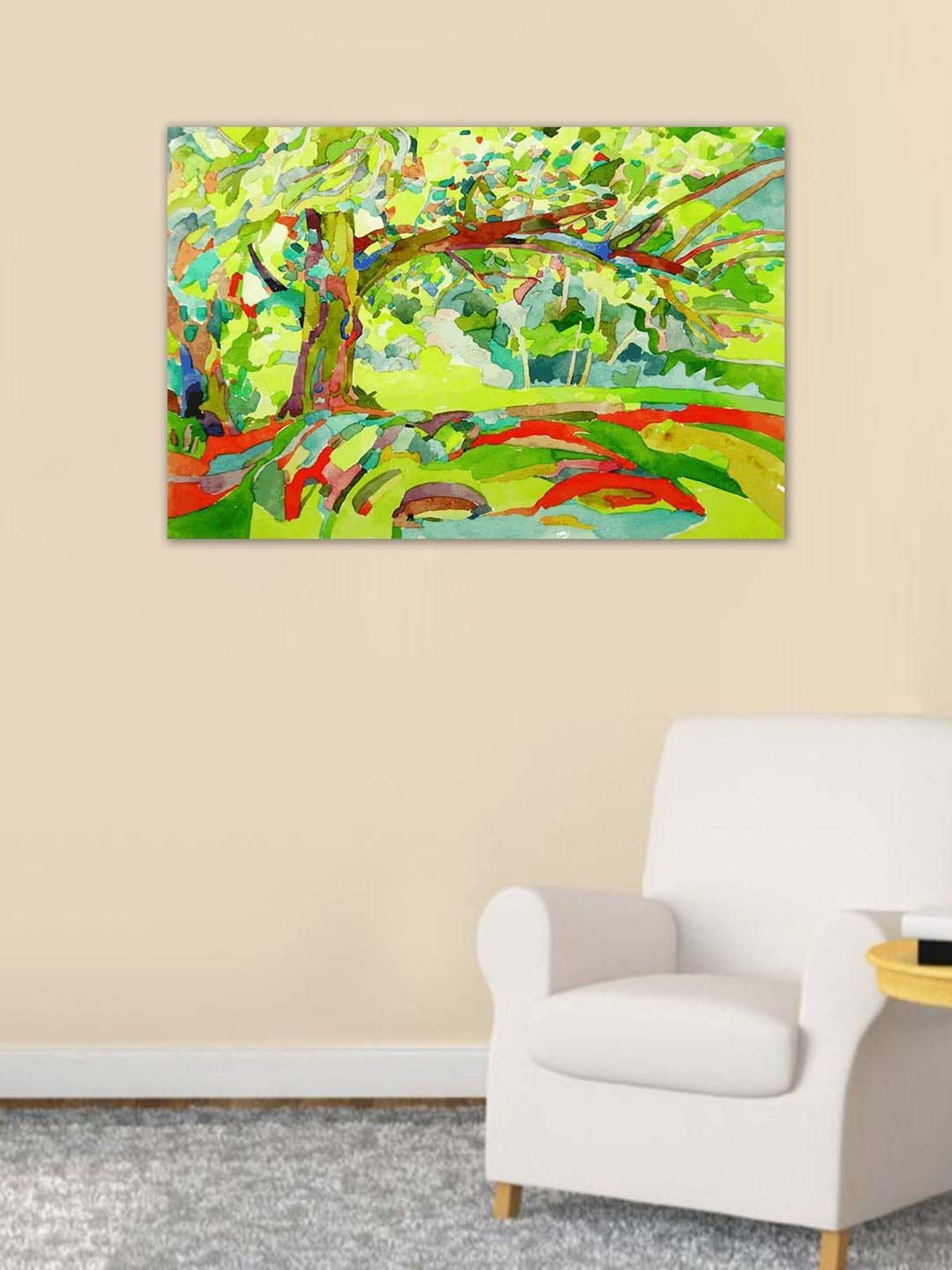 999store Green & Red Tree Canvas Painting