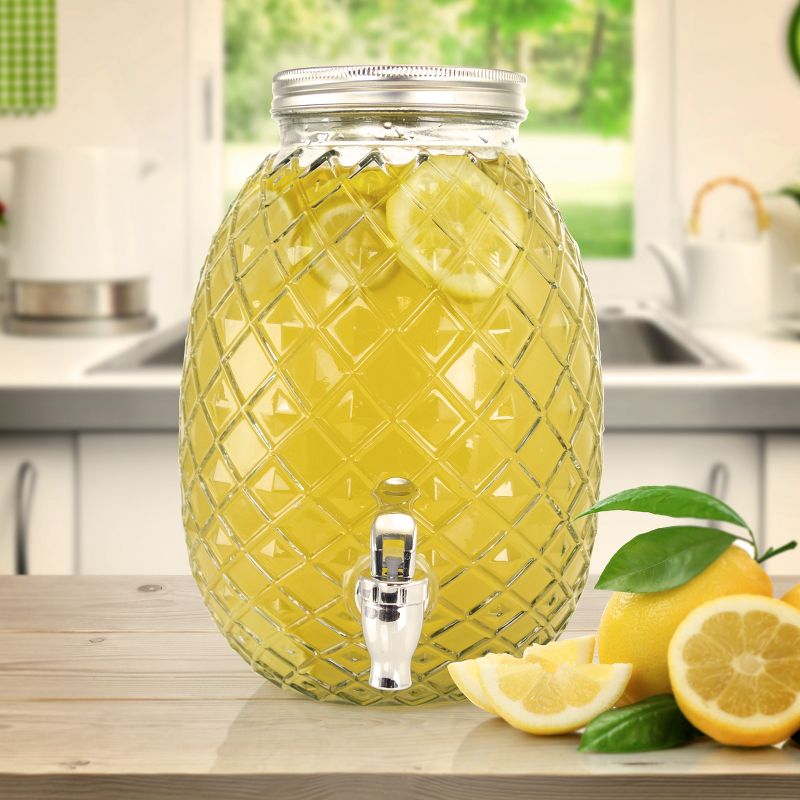 Gibson Home 1.2 Gallon Pineapple Clear Glass Beverage Dispenser