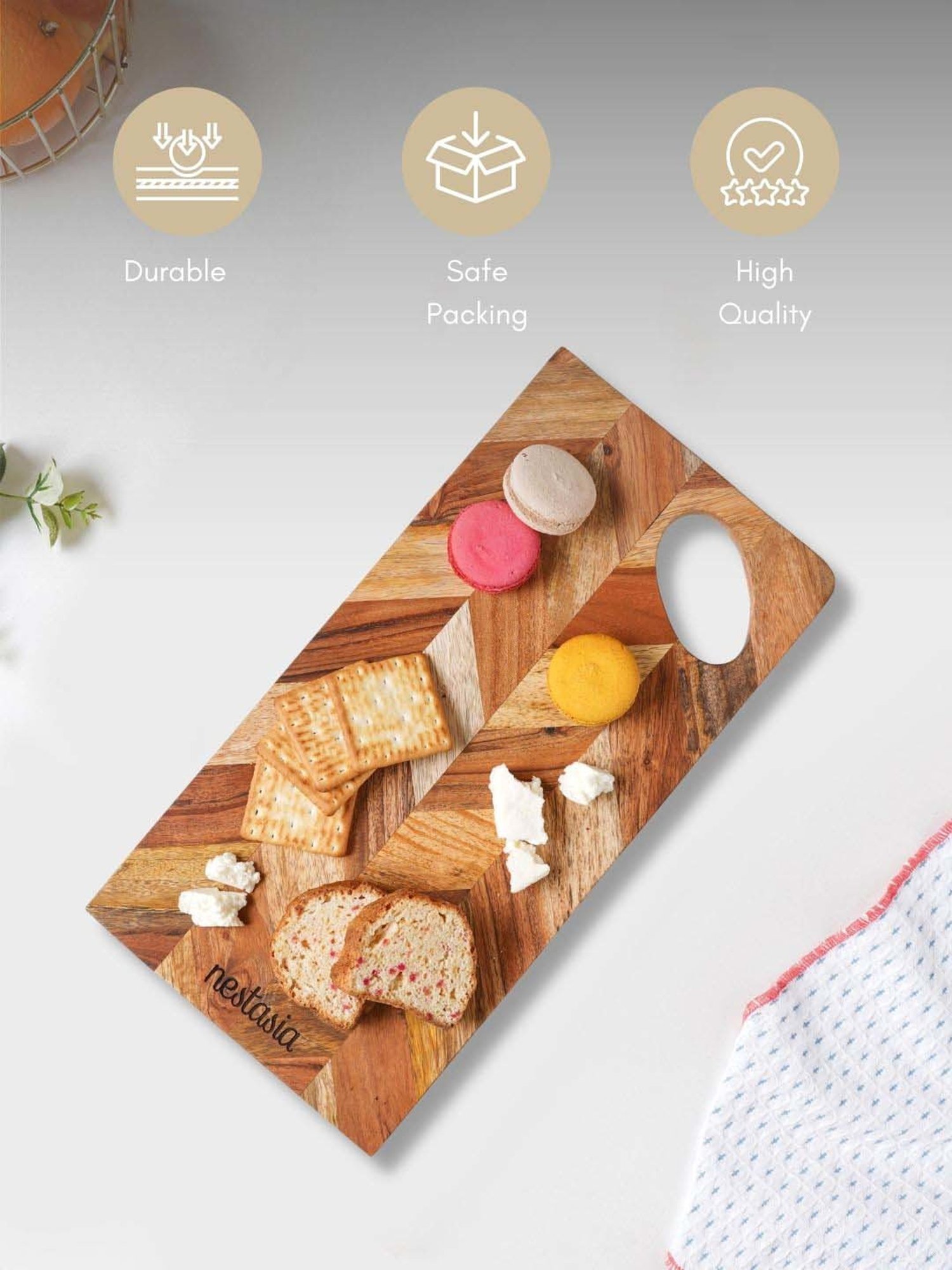 Crayton Beige & Brown Bamboo Chopping Board - Set of 1