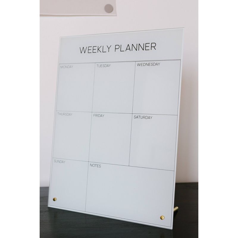 12" x 16" Weekly Planner Glass Desktop Magnet Wall Art Board Gold - Petal Lane