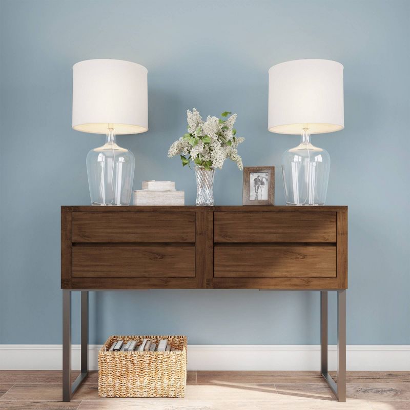 Set of 2 Cloche Style Glass Table Lamps