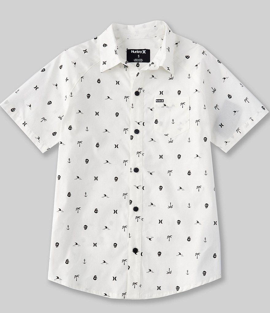 Hurley Big Boys 8-20 Short-Sleeve Printed Button Front Poplin Shirt
