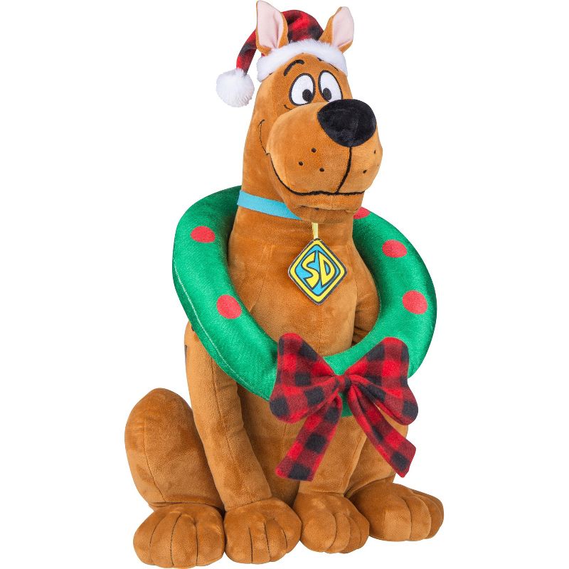 Gemmy Holiday Greeter Scooby Doo w/Plaid Hat and Wreath OPP WB , brown