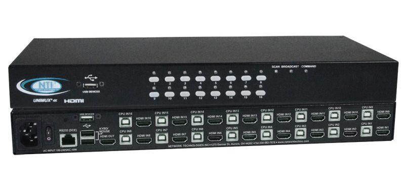 NTI unimux-hd4k-16 16-Port 4K HDMI USB KVM Switch