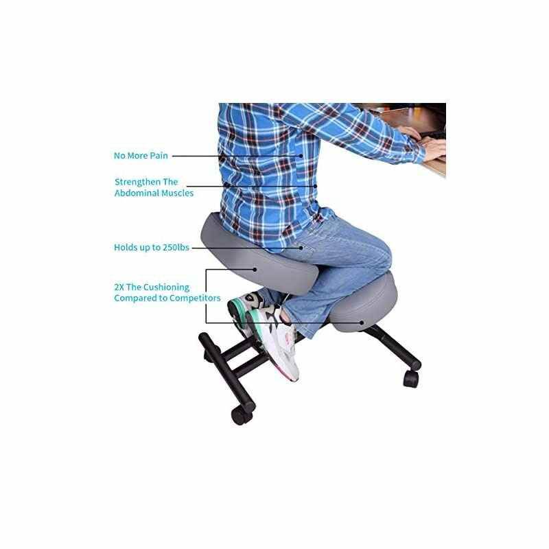by VIVO Ergonomic Kneeling Chair, Adjustable Stool for Home and Office - Improve Your Posture with an Angled Seat - Thick Comfortable Cushions, Gray, DN-CH-K01G