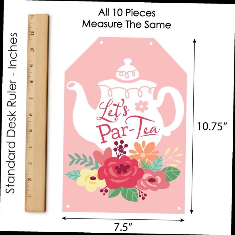 Big Dot of Happiness Floral Let's Par-Tea - Hanging Vertical Paper Door Banners - Garden Tea Party Wall Decoration Kit - Indoor Door Decor