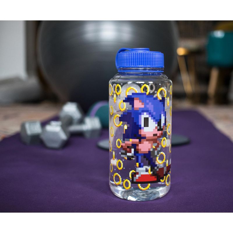 Just Funky Sonic The Hedgehog Gold Rings Plastic Water Bottle | Holds 32 Ounces