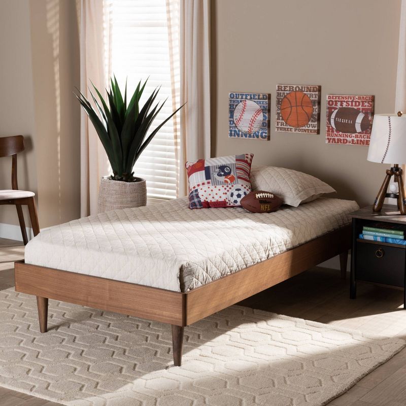 Twin Rina Wood Platform Bed Frame Walnut - Baxton Studio