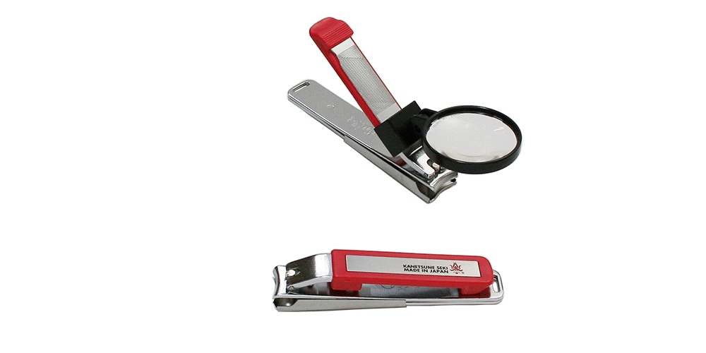 Kanetsune Nail Clipper With Loupe Red KC-053-RD