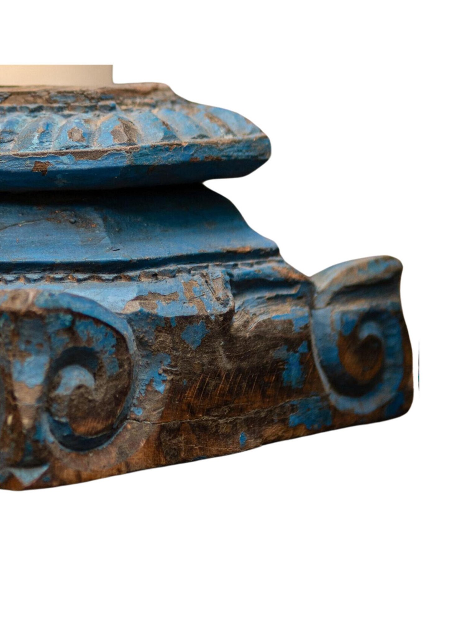 Ambi Graceful Wooden Floor Candle Base In Blue