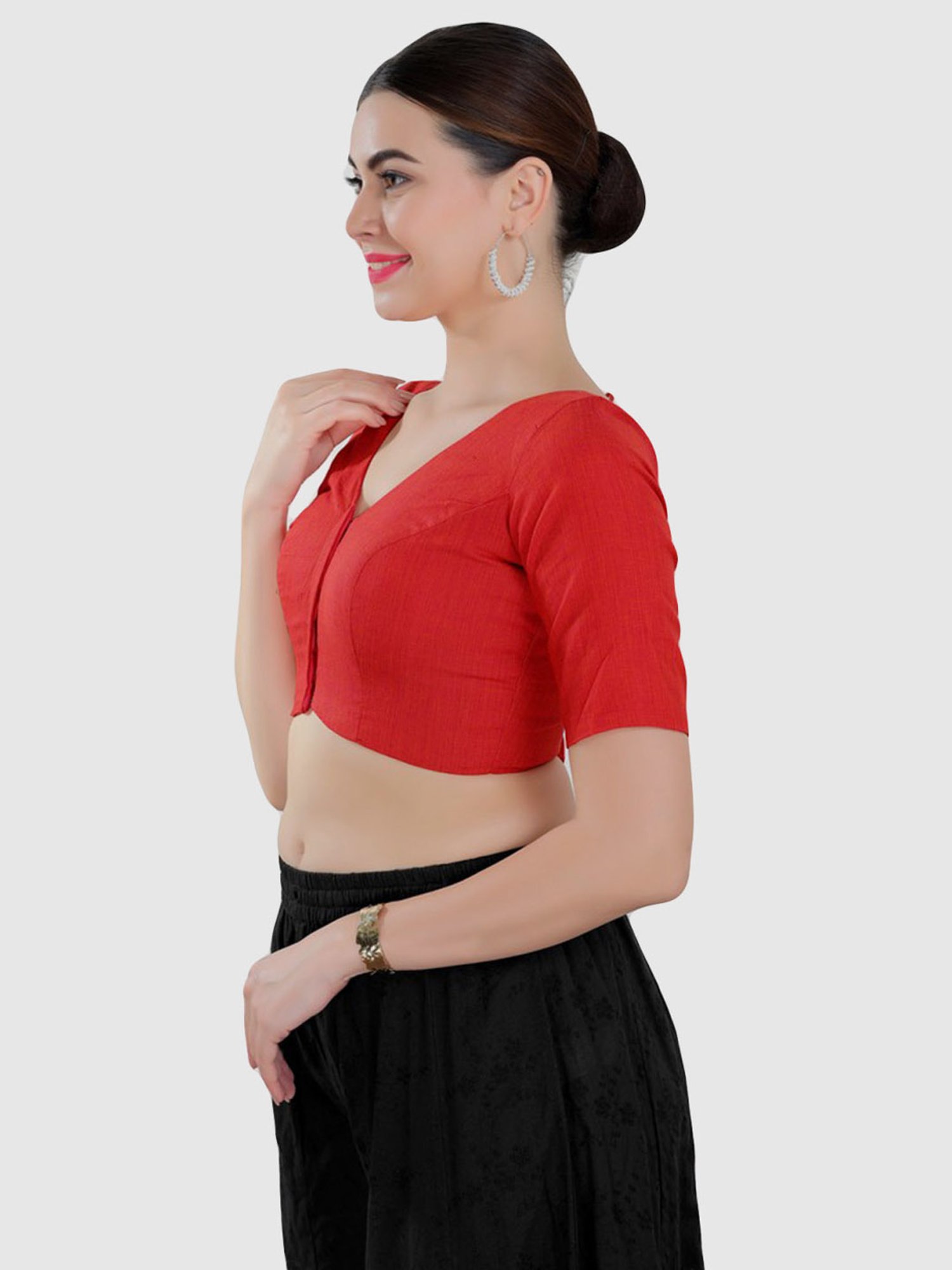 Salwar Studio Red Plain Blouse