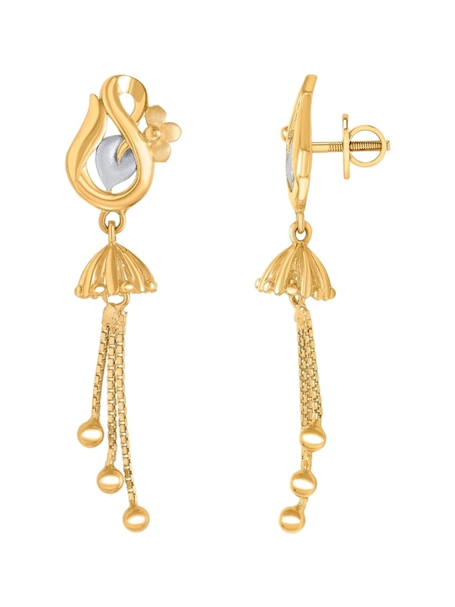 P.N.Gadgil Jewellers 22 Karat (916) BSI Hallmarked Yellow Gold Mystic Dew DanglerEarring For Woman