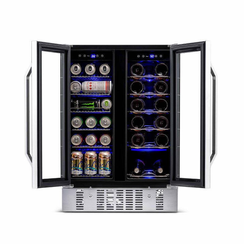 NewAir 18 Bottle and 58 Can Dual Zone Beverage and Wine Cooler - Stainless Steel AWB-360DB