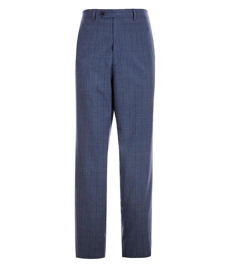 Ralph Ralph Lauren Flat-Front Relaxed-Fit Tonal-Plaid Dress Pants